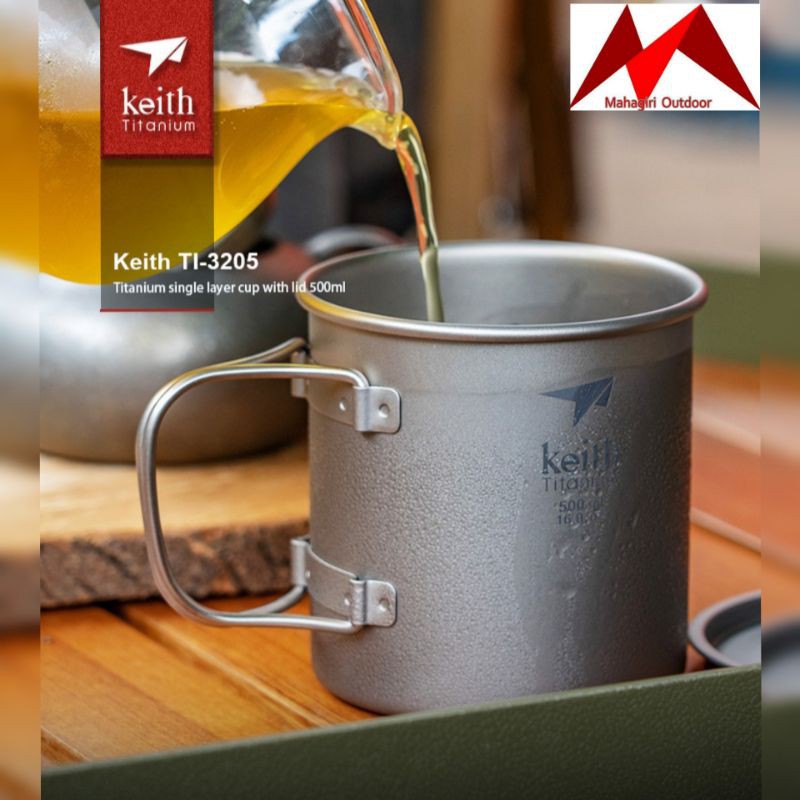 Keith titanium Ti3205 500ml mug with folding gelas cangkir ultralight