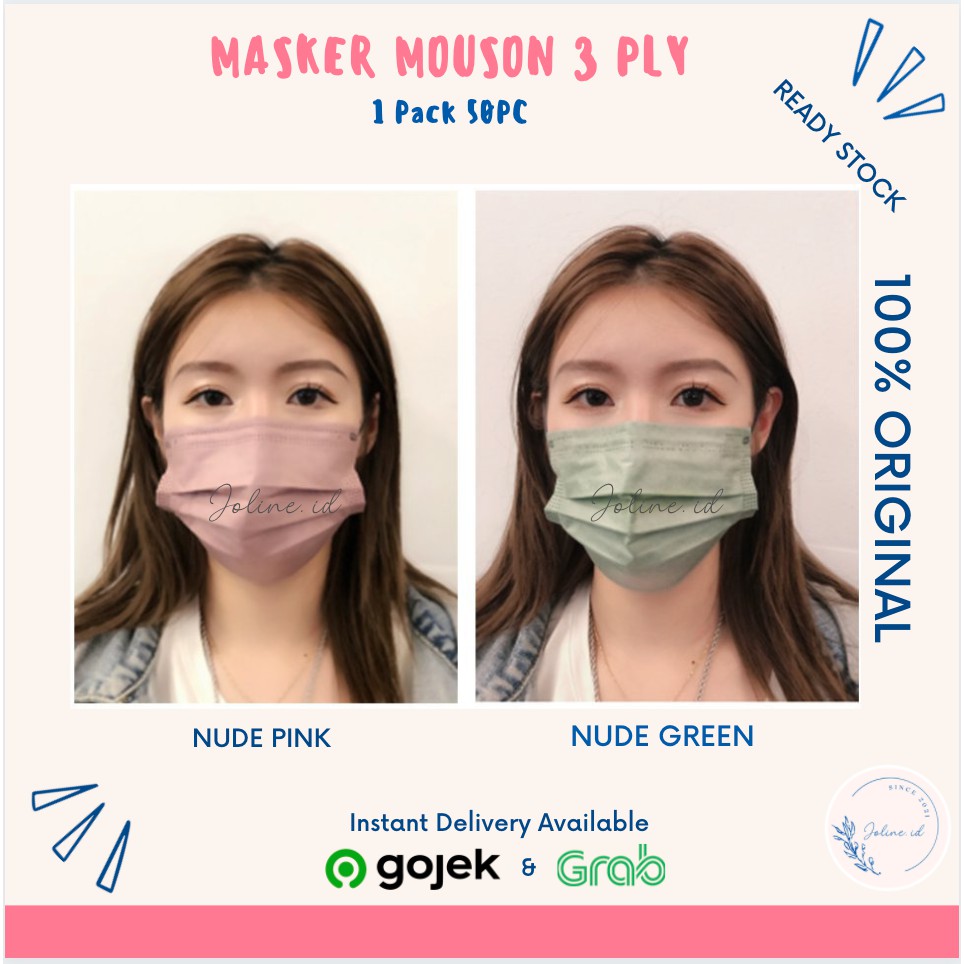 Grosir Masker Mouson 3ply Isi 50 Pcs / Fask mask Masker 3 Ply Earloop Disposable Face Mask / Medical Mask isi 50