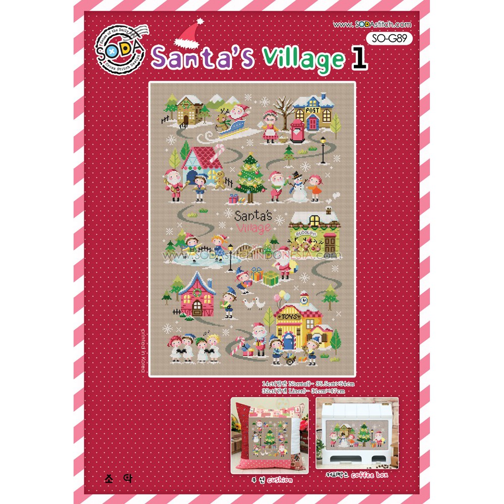 Paket DIY Craft Sulam Kristik Strimin Sodastitch SO-G89 - Santa's Village 1 Natal Christmas