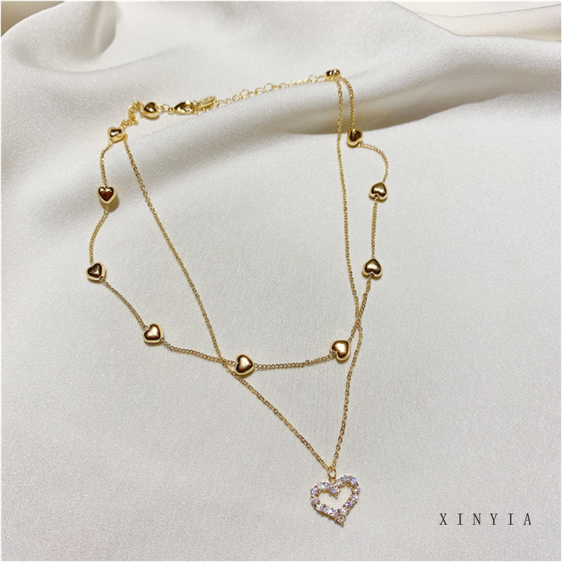 Korea 14K Emas Kalung Ranti Multi-layer Pendant Fashion Jewelry Untuk Hadiah Ulang Tahun Wanita