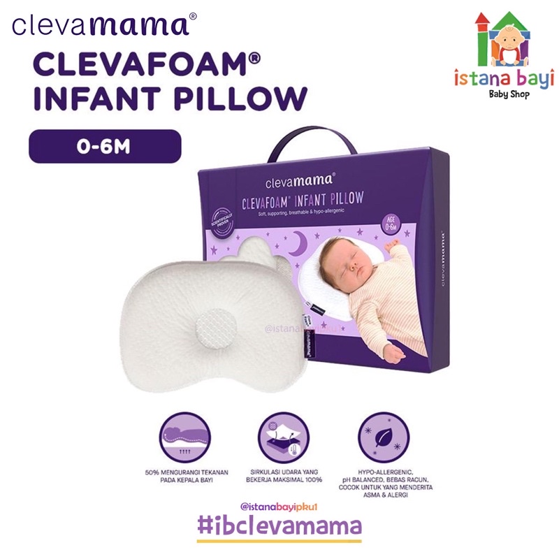 Clevamama Clevafoam Infant Pillow - Banyal bayi anti peyang