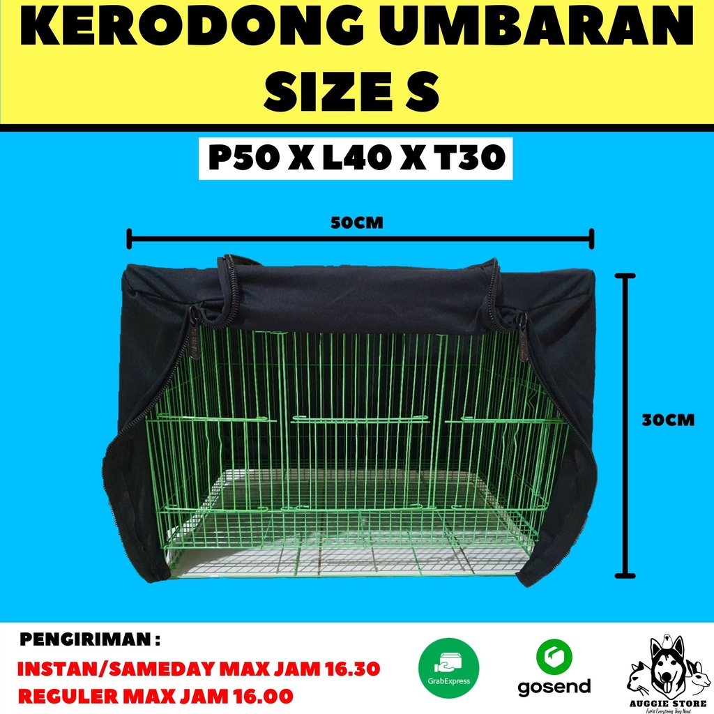 Kerodong Krodong Kandang Kotak Burung Umbaran Size S | Merpati 4 Pintu - Hitam
