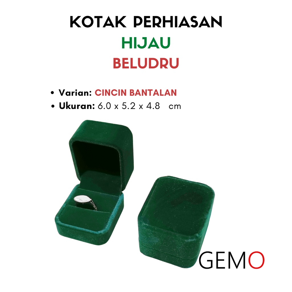 Kotak Perhiasan Warna Hijau Beludru Set / Cincin / Liontin / Gelang / Kalung Koye / Jewelry Box Unik Lucu untuk Tempat Wadah Seserahan / Akad Pernikahan / Hantaran Tunangan Harga Paling Murah cocok untuk Aksesoris Emas Berlian/ Perak Permata