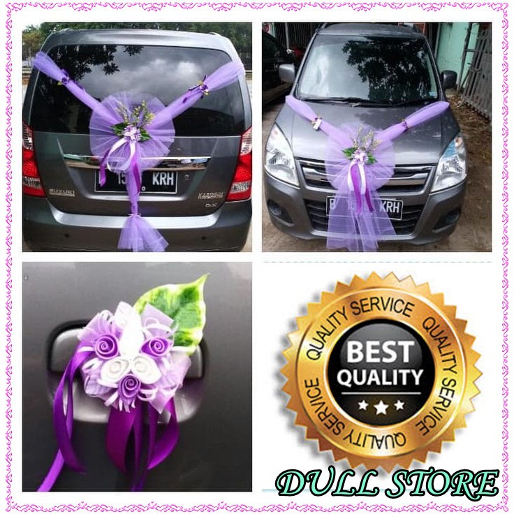 Bunga Hiasan Mobil Pengantin Wedding Pernikahan Warna Ungu