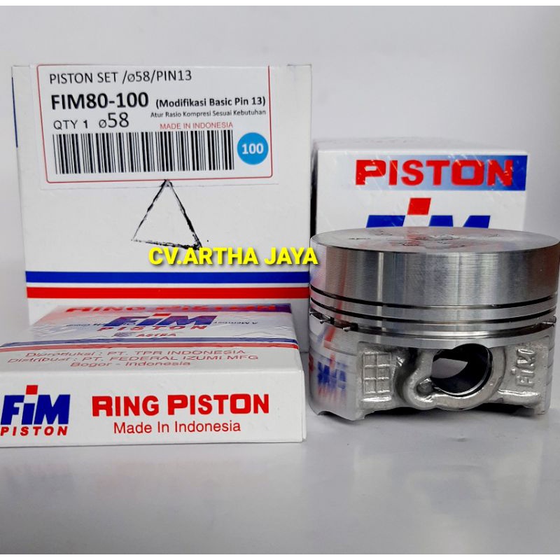 PISTON KIT FIM FIM80 CUSTOM DOME MENTAH ( 57 / 57,5 / 58 / 58,5 / 59 / 59,5 / 60 ) ( PEN 13 / PIN 13