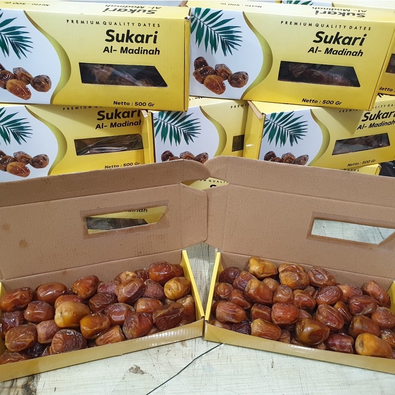 

Kurma Sukari 1 Kg( kemasan dus) Premium Timur Tengah Kurma Sukkari Original High Quality