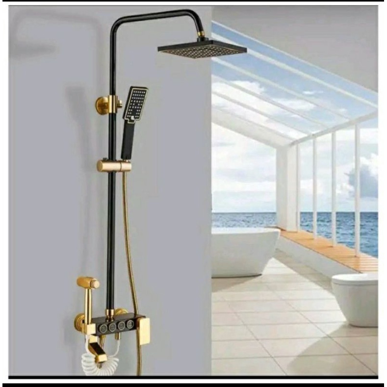 Shower Black Gold & Rak Set