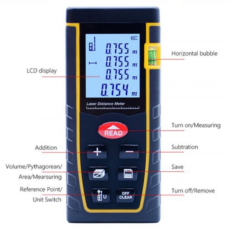 Meteran Laser Range Finder Pengukur Jarak Volume Digital 100 Meter