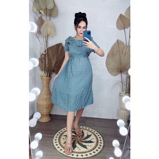 Daster Terbaru / Daster Sabrina / Daster Serut / Daster Polka kecil Kekinian / Rayon Tebal / Busui K