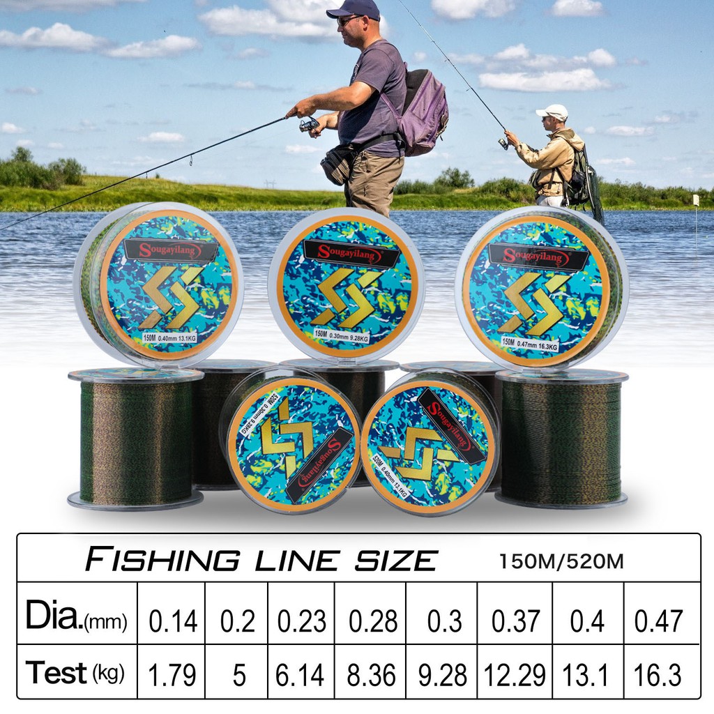 150/520M Senar pancing Nylon Fishing Line Spotted Fishing Line Tak Terlihat senar pancing kuat dan anti keriting