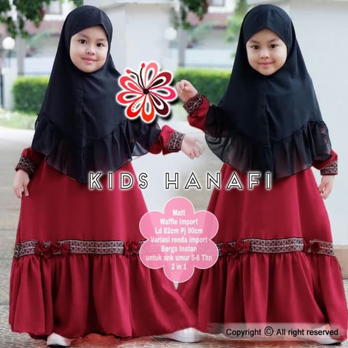 Gamis Syari Haneli kids syari Pjg90cm 5-8thn Gamis Maxi dress anak SD + jilbab Murah