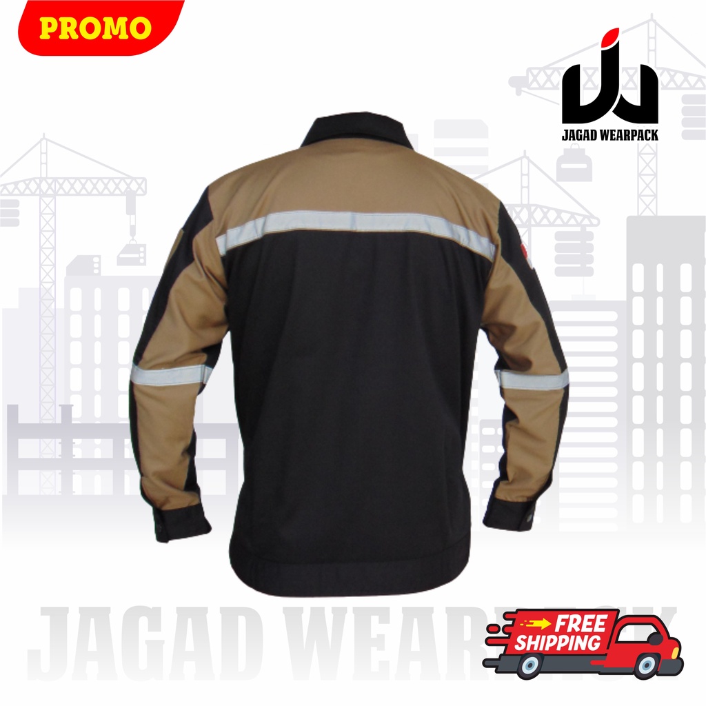 Wearpack Safety Katelpak Atasan Kemeja Kerja Potongan Lengan Panjang Baju Kerja HITAM COKLAT