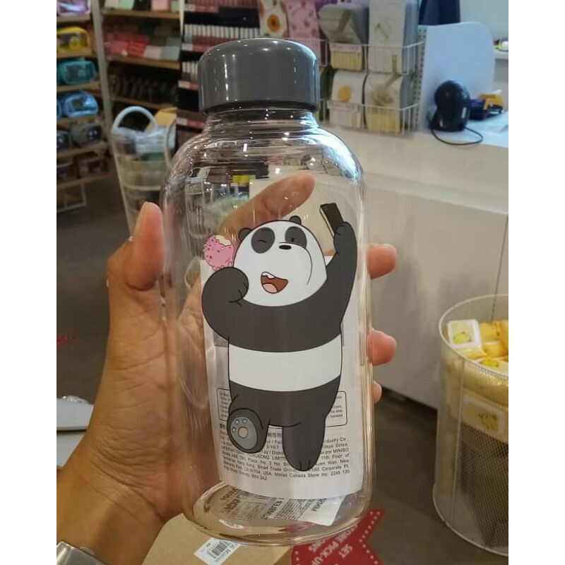 botol kaca miniso webarebears 600ml