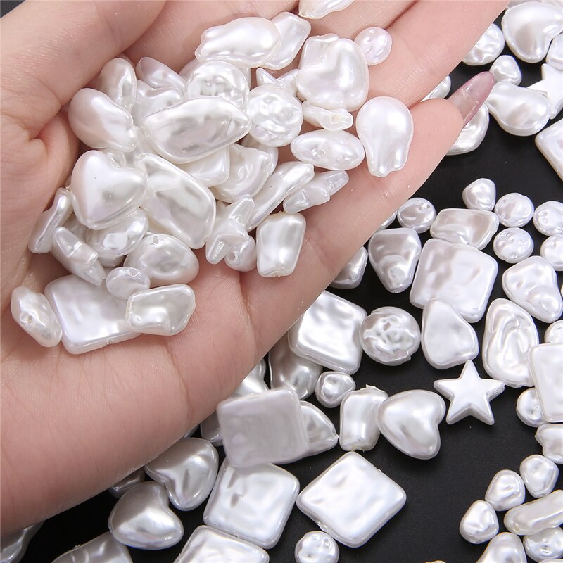 5-20Pcs Irregular Shape ABS Pearls Imitation Heart Leaves Spacer Loose Beads For Jewelry Making DIY Necklace Earring Accessories