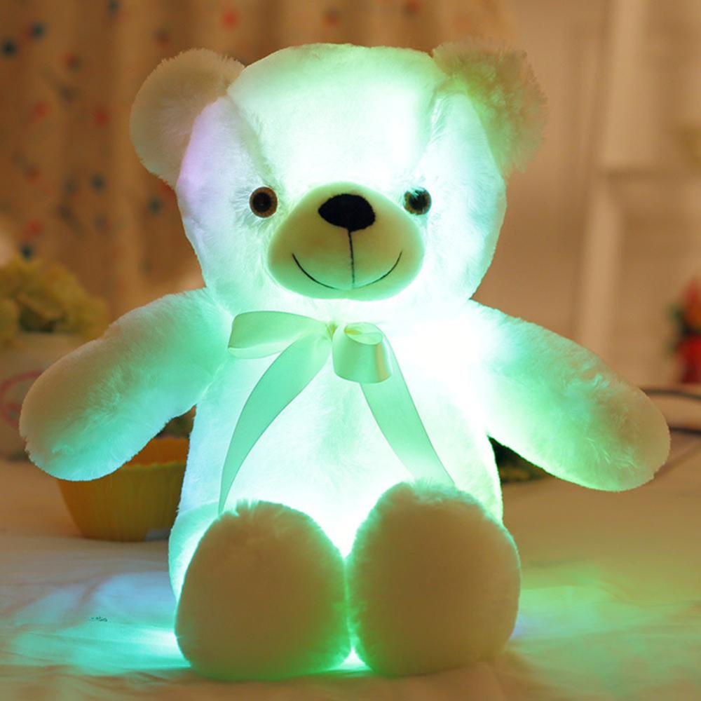 Timekey Mainan Boneka Plush Beruang 50cm Dengan Lampu LED Warnawarni F9K2