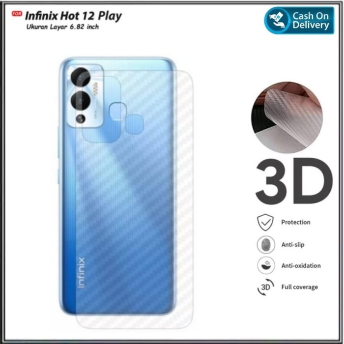 Back Skin Carbon Infinix Hot 12 Play - Skin Carbon Infinix Hot 12 Play