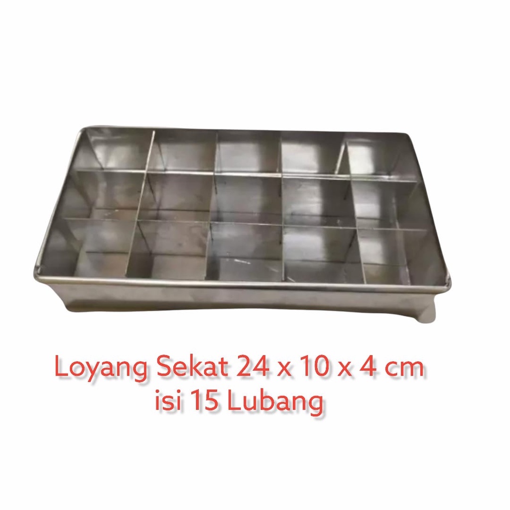 Loyang Sekat Aluminium / Loyang Bolu Sekat / Loyang Brownies Sekat Murah ukuran ( 20/22/24 x 10 x 4cm )