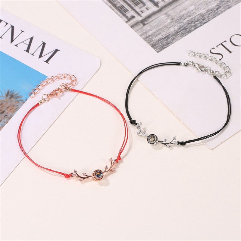 Gelang Antler &quot;i Love You&quot; Dalam 100 Bahasa Gelang Pasangan Tali Merah Sederhana