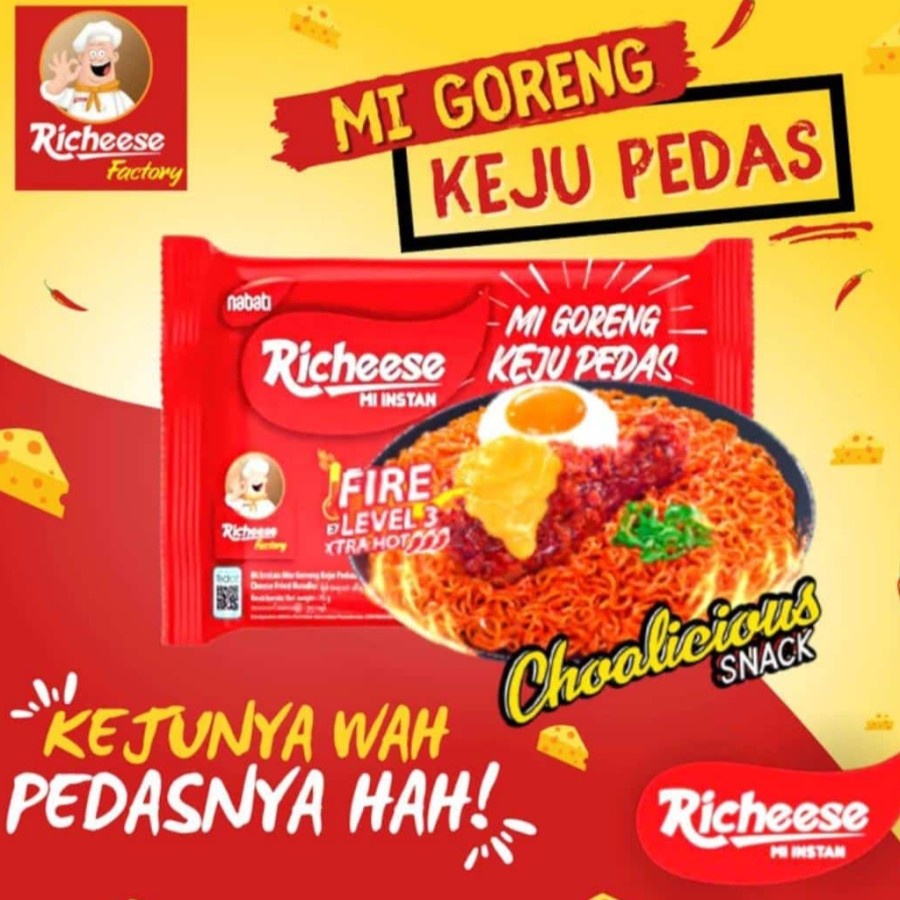 mie richeese level 3 goreng / richeese noodles / Mie Goreng pedas 75 g richeese mie goreng keju leve