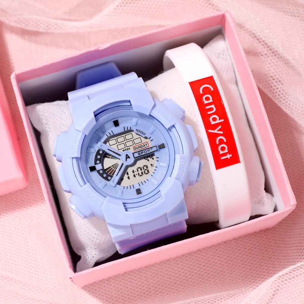 Jam Tangan Elektronik Rubber Wanita Dan Pria Fashion Style Korean Import-45-4 Biru