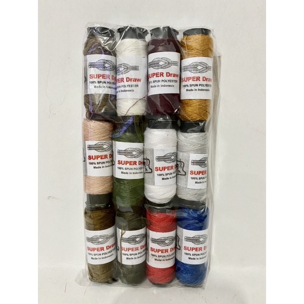 Benang Jahit 12pcs  Benang Jahit Super Draw Murah isi 12roll / Benang Jahit 12pcs Butterfly warna / Benang jahit super draw warna