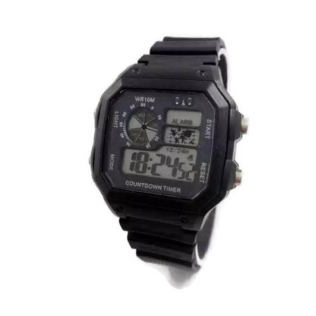 Jam Tangan Pria Digital Strap Rubber QQ1200 Kotak