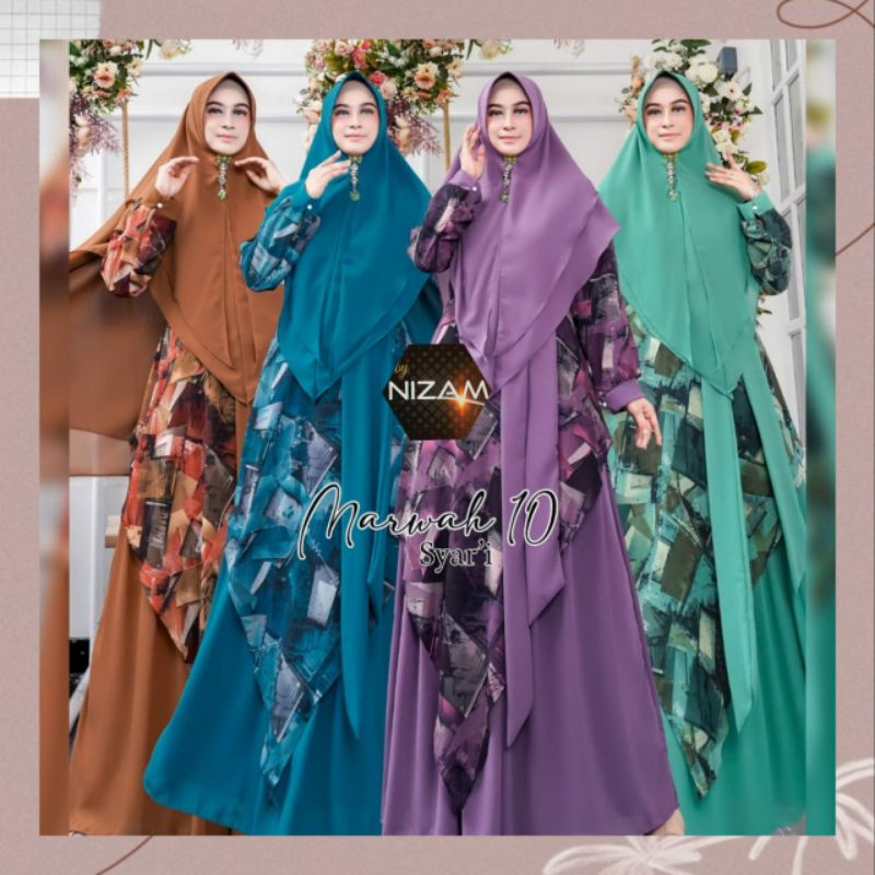 marwah 10 syari by nizam gamis syar'i/syari set khimar