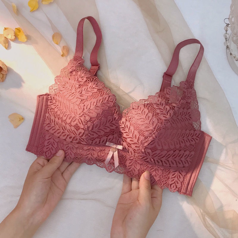 ANGELA PREMIUM JAPAN Bra BH Push Up Set Tanpa Kawat Celana Dalam Wanita Bikini Sport Beha Lingerie Korea Fashion Bralette Remaja Perempuan Sexy Pakaian Dalam COD Renang Motif Cewek Pita Bunga Murah Maria Jumbo-Pink