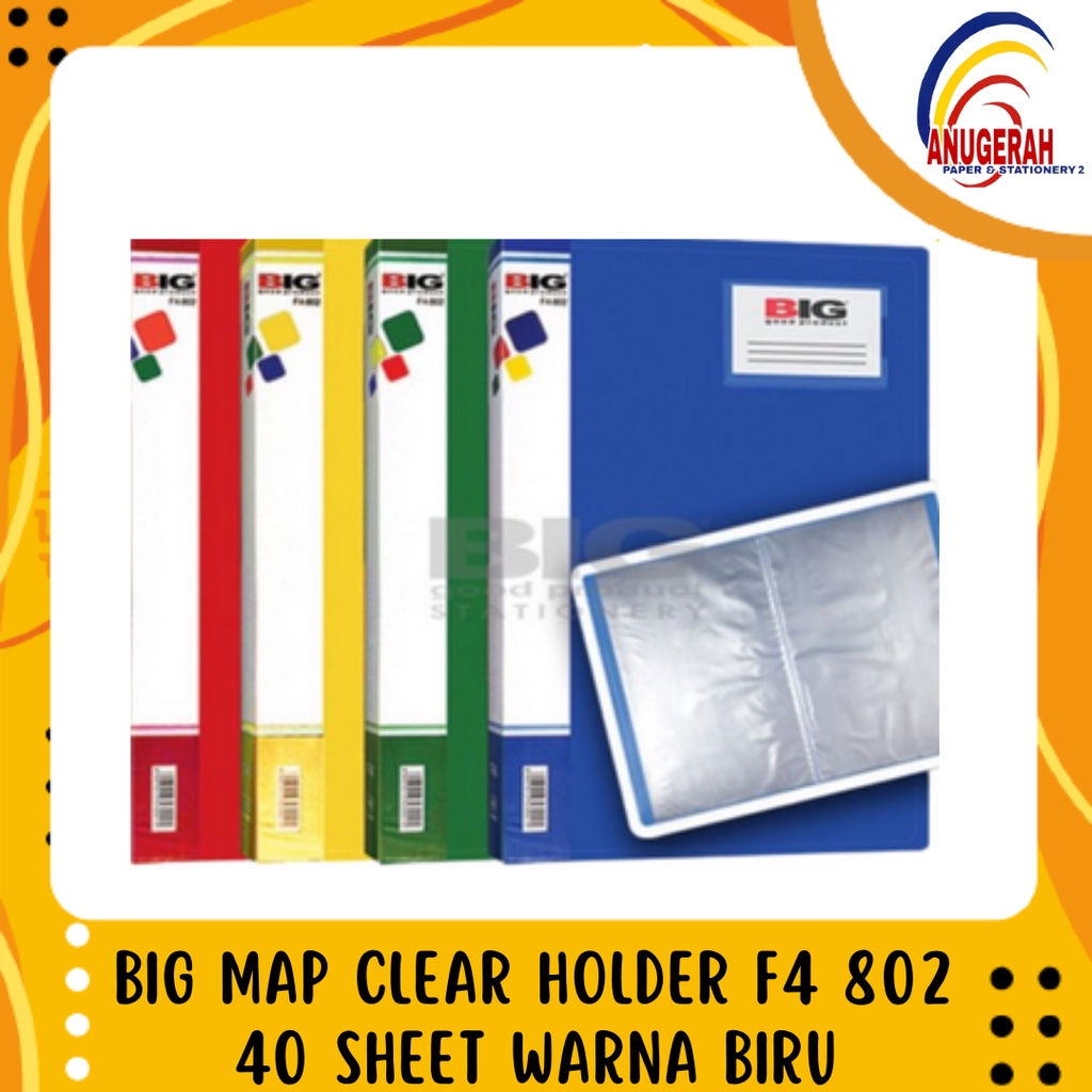 

BIG MAP CLEAR HOLDER F4 802 40 SHEET WARNA BIRU (PCS)