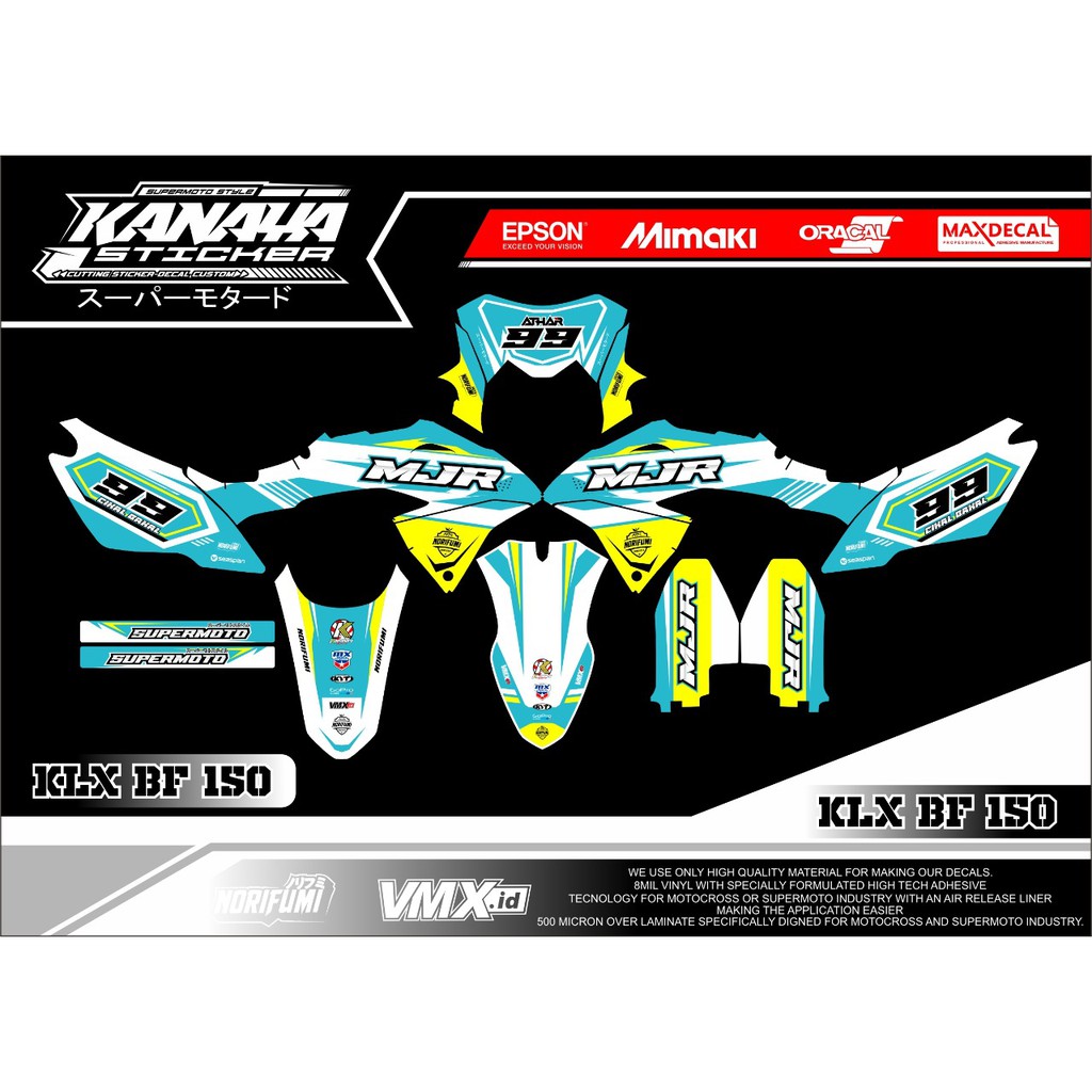 Decal KLX  BF 150 Warna Tosca Kuning Terbaru Sticker Supermoto Sticker Motocross