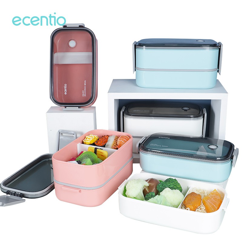 

Ecentio Single/Double-Layer Lunch Box kotak Makan Kotak Bekal Kapasitas Besar 800ml/1600ml