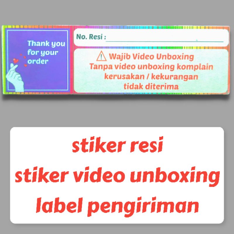 

stiker resi/stiker video unboxing/label pengiriman.