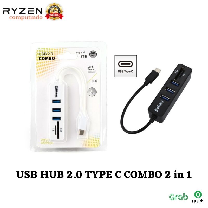 USB HUB 2.0 TYPE C COMBO 2 in 1 USB Card reader / TYPE C HUB COMBO