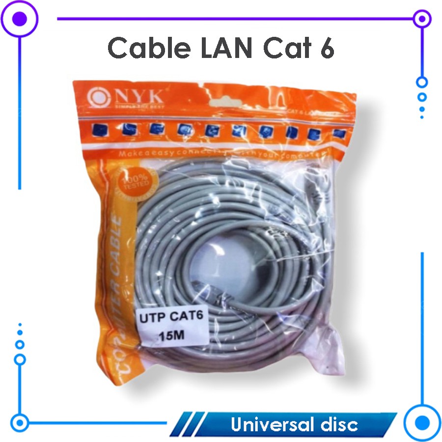 Kabel LAN UTP Cat 6 15M - Kabel LAN 15M Cat6 - Kabel UTP 15M - Kabel Jaringan internet