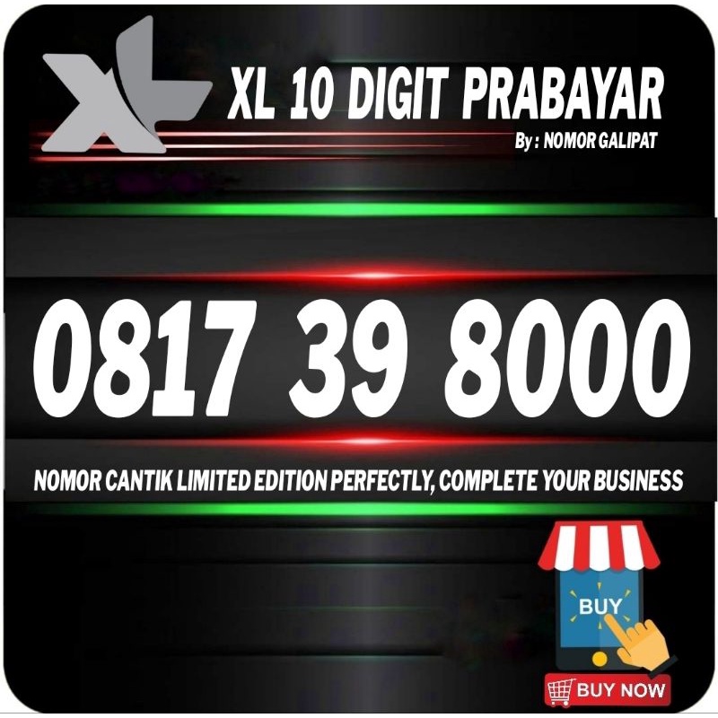 Nomor Cantik XL 10 digit Prabayar Triple Hoki 0817 39 8000