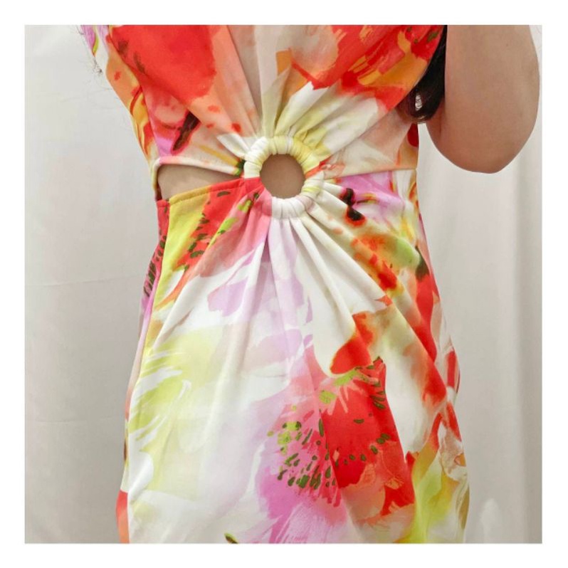 Melonie spring floral cut out detail bodycorn dress