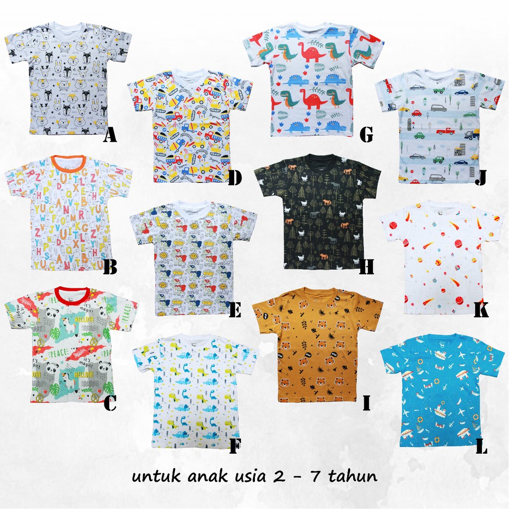  KAOS  FULL  PRINT  ANAK PRINTED KIDS TEES BAJU ANAK MERK 