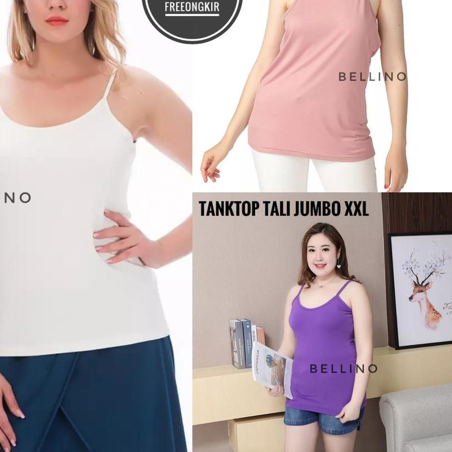 Ω Tanktop Tali Wanita Jumbo XXL 3L - 4L Big Size Kaos Tank Top Cwek Kaos Dalam Tangtop Bahan Ld 130