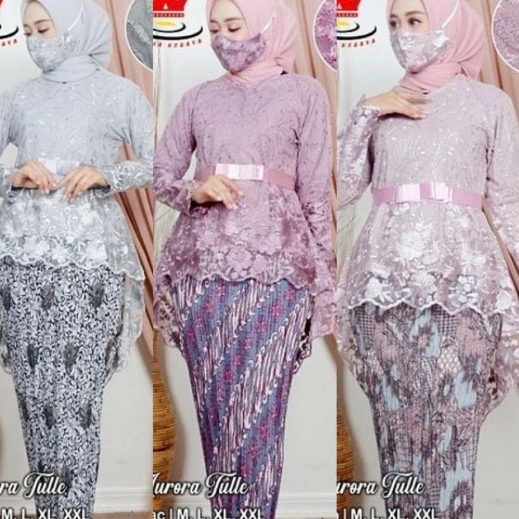 Menarik.. Setelan Kebaya Aurora Tulle Bordir > Setelan Kebaya Burkat / Kebaya Tunik / Kebaya Remaja 