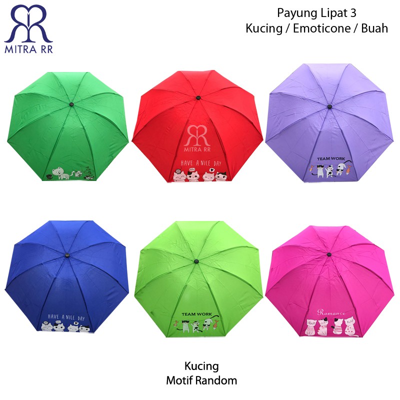 Payung Lipat Motif Kucing Emoticon Buah Payung Lipat 3 By Layar Original