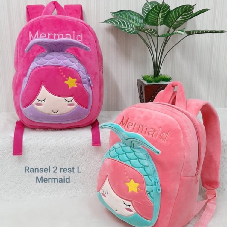 Toysopedia Backpack Tas Ransel Mermaid size L/Tas Anak Tk SD/Tas Mermaid/Kado Tas Anak