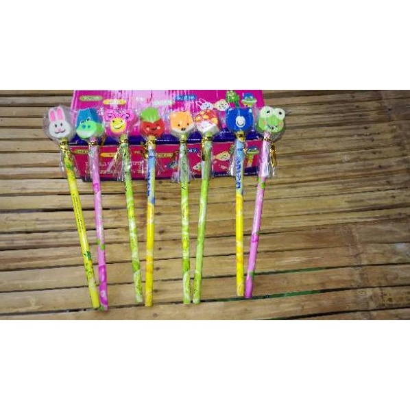 

HOT ITEM ㋿ 24 Pcs Pensil + Penghapus Lucu Karakter Animasi XQ◈