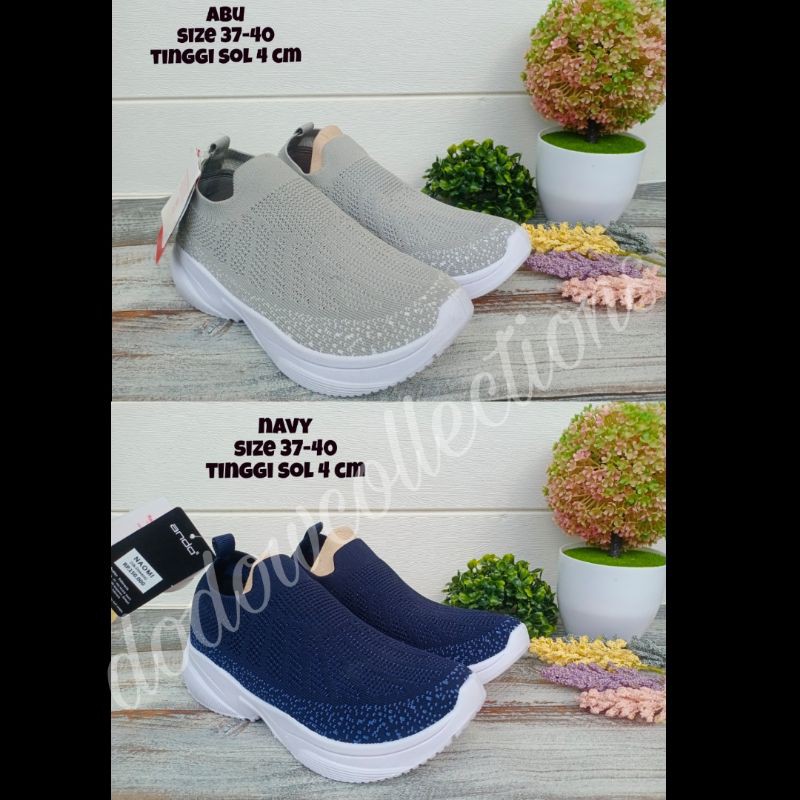 SEPATU WANITA ANDO NAOMI MARON NAVY ABU 37-40/ SEPATU RAJUT WANITA/ SEPATU SNEAKERS PEREMPUAN MURAH 
