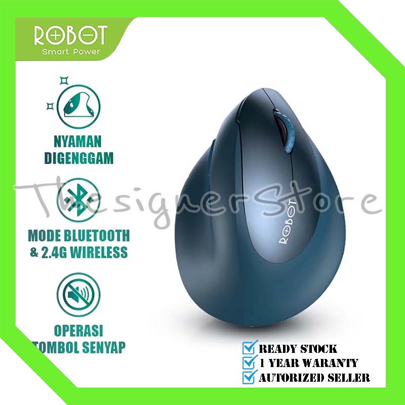 ROBOT Guru Master 1 Vertical Mouse Dual Mode Wireless Bluetooth Silent Click Ergonomic Design Garansi Resmi 1 Tahun