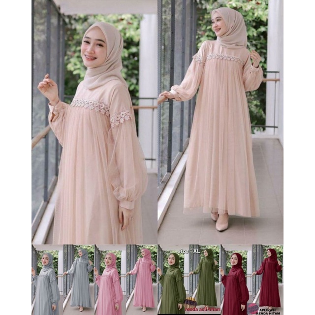 baju gamis wanita dress muslim terbaru COD GAMIS NURNIA JUMBO M L S GAMIS NURAINI JUMBO KRANCANG baj