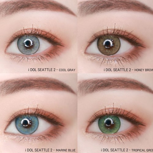 Softlens i-DoL Seattle 2 (Princess Idol) Warna Cool Gray Honey Brown Marine Blue Tropical Green