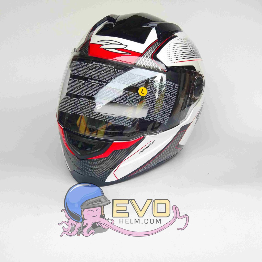 HELM ZEUS FULL FACE HELM ZEUS FULL FACE HELM ZEUS ZS - 811 WHITE AL6 BLACK RED - FREE SMOKE VISOR ZEUS ORIGINAL ( ONGKIR 2KG )