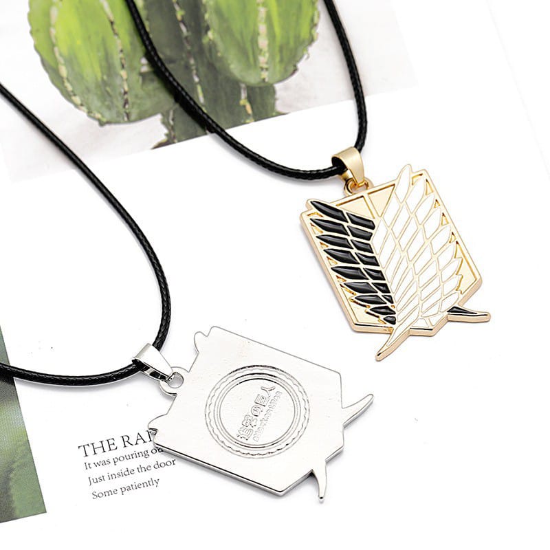 [Bisa COD] Kalung AOT Anime Attack On Titan Bahan Metal Cosplay Warna Silver Hitam