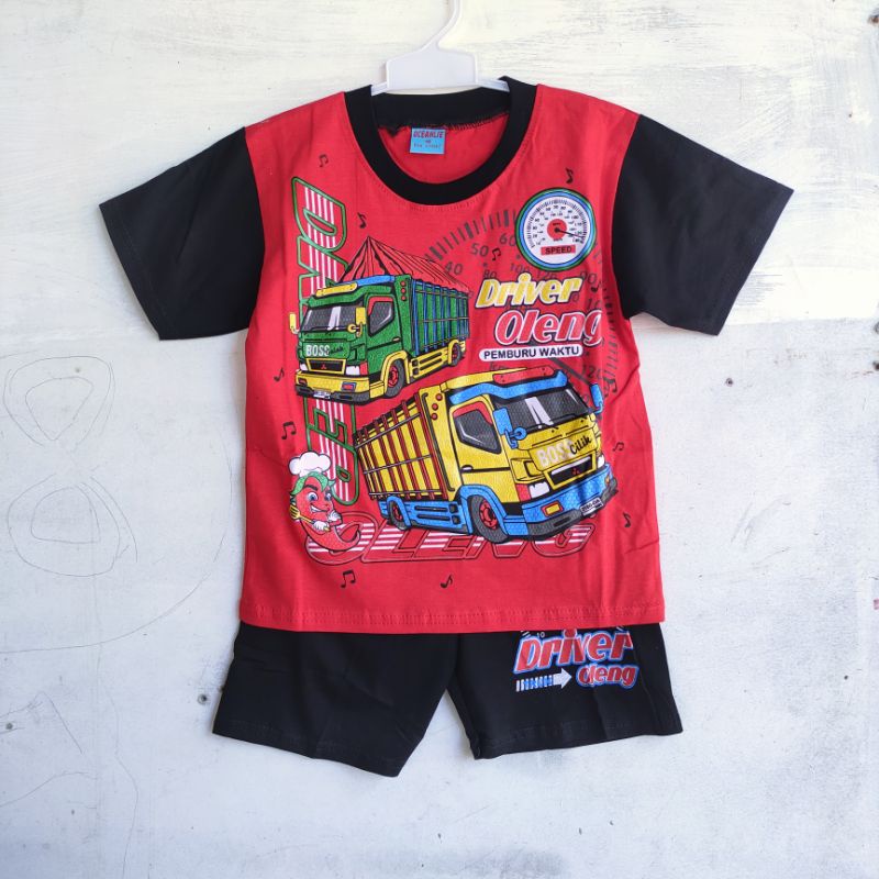 Setelan anak cowok 1 2 3 4 5 6 tahun truk truck oleng