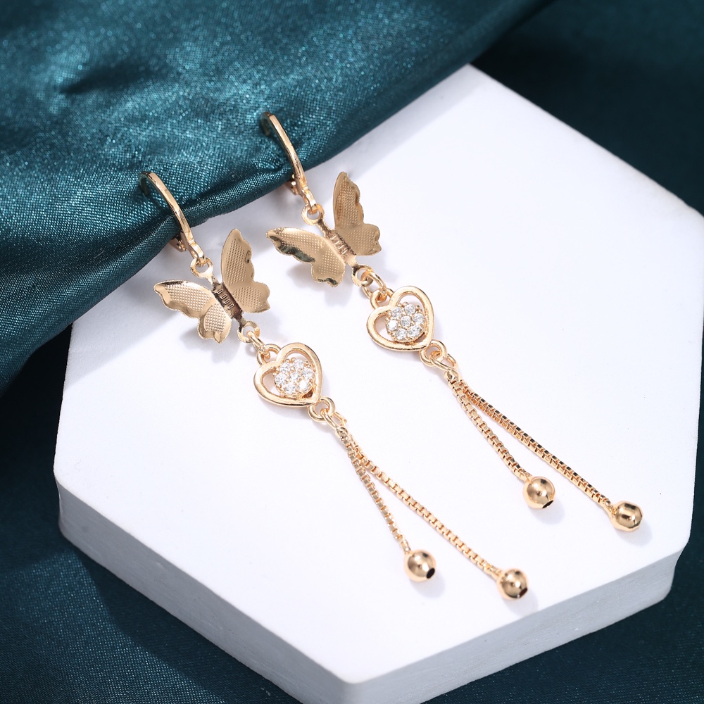 ✨COD Anting Kupu Anting Korea Wanita Anting Stainless Anting Tusuk Wanita Anting Gantung Hijab D176